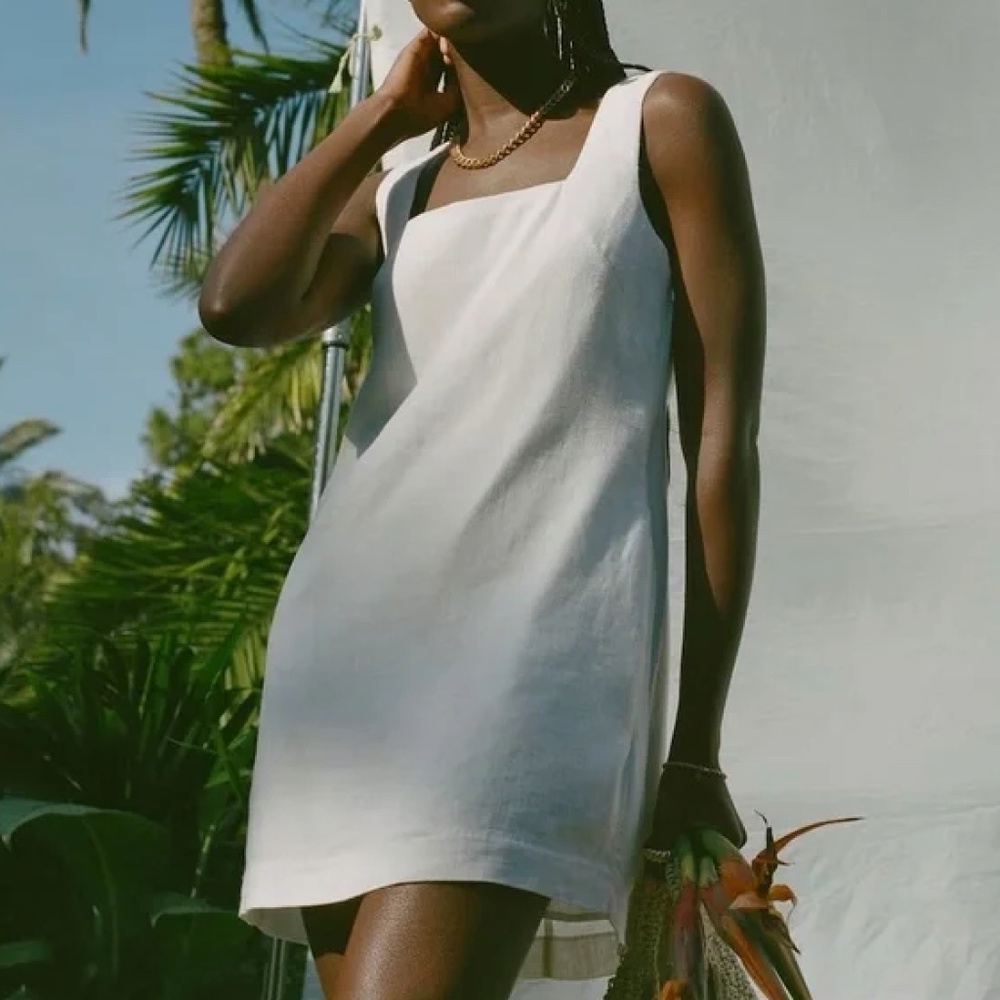 Abercrombie Linen-Blend Wide Strap Mini Shift Dress